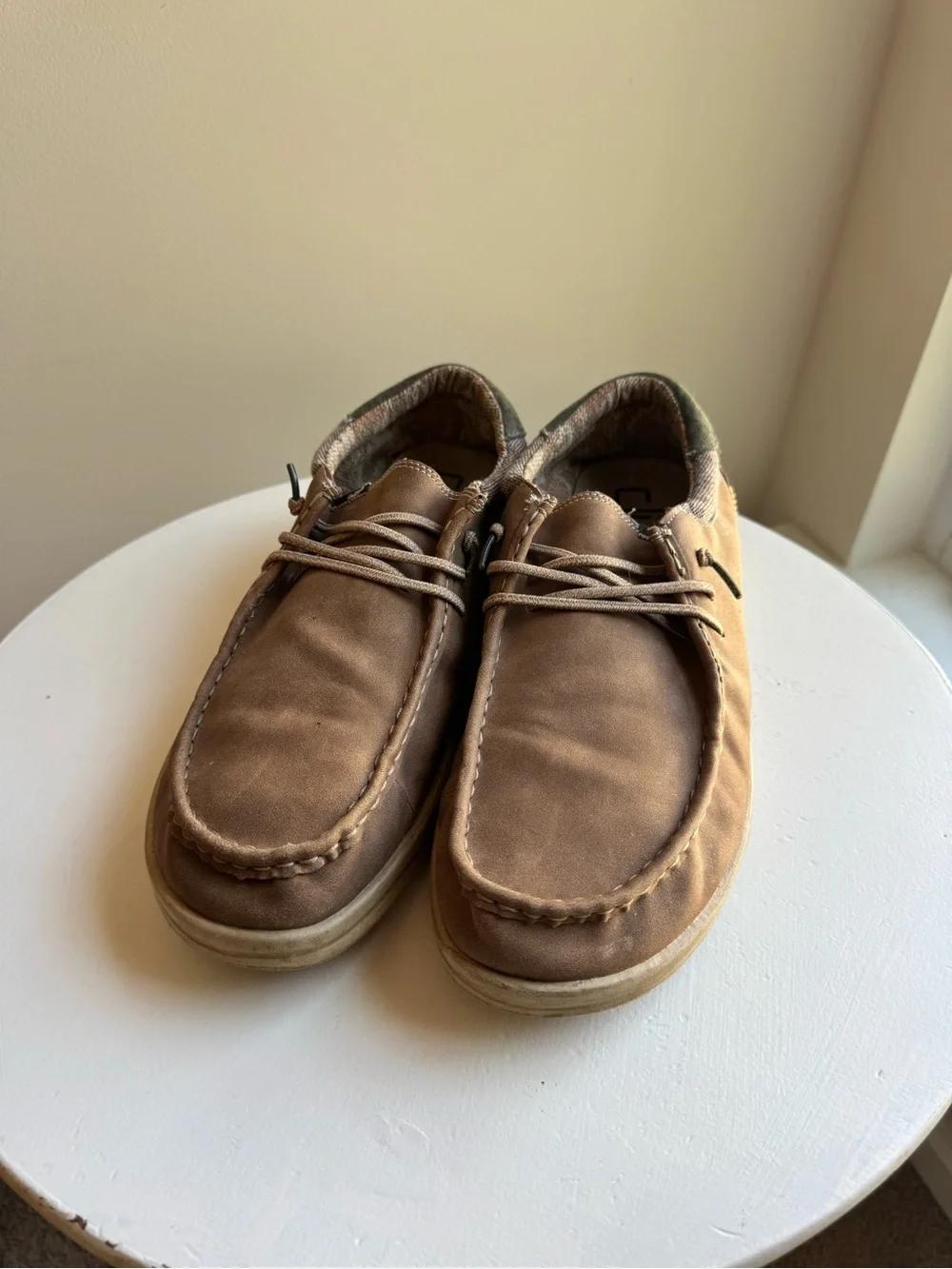 Hey Dude Tan Brown Canvas Slip-On Loafers